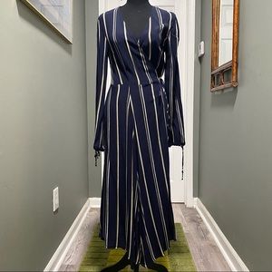 Urban Outfitters Navy Wrap Long Sleeve Wrap Dress SZ M
